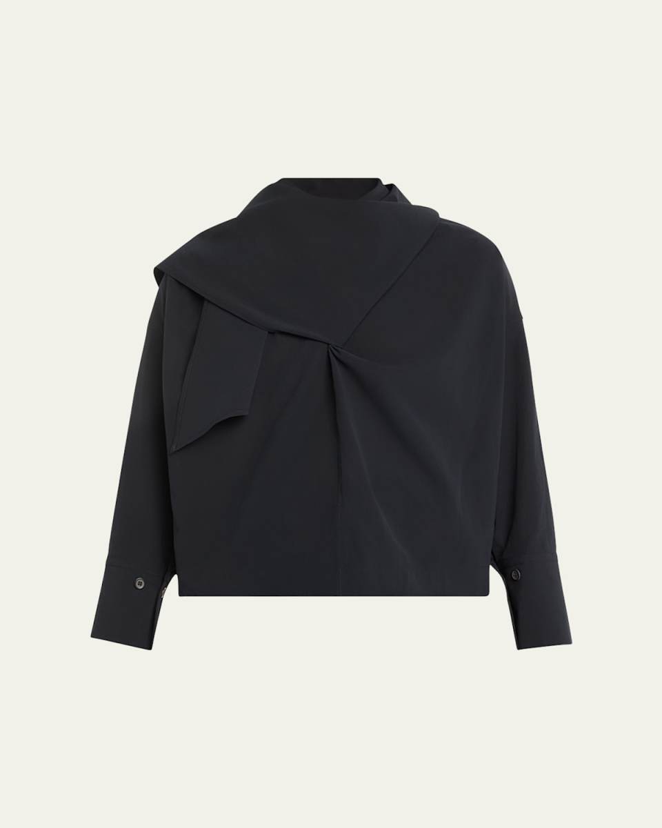 Neck-Tie Twisted Voile Shirt